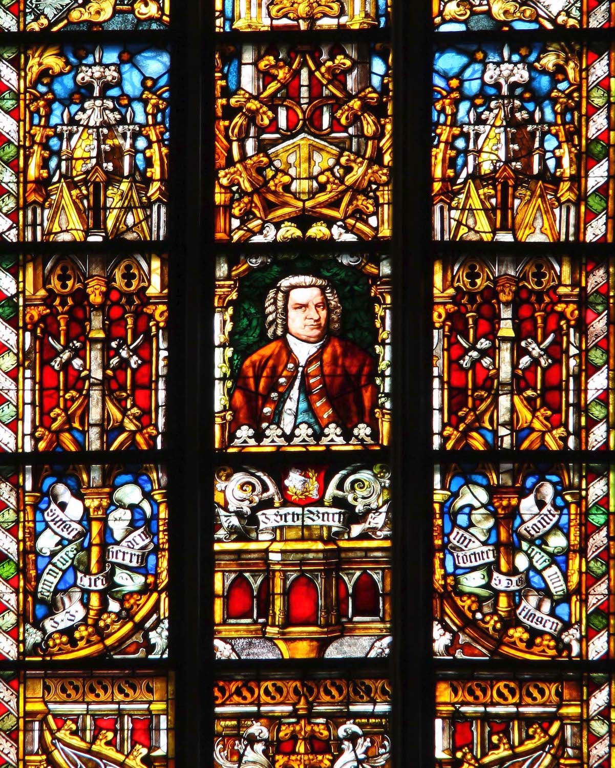 The Bach glass window in the Thomaskirche in Leipzig.