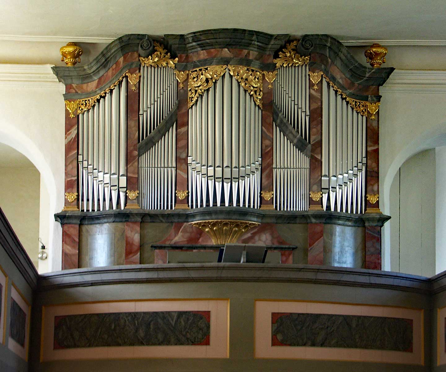 The organ in Störmthal, built in 1723 by Zacharias Hildebrandt, pupil of the famous organ builder Gottfried Silbermann.