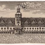 Etching of the Altes Rathaus (Old Town Hall) in Leipzig from 1672.