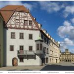 A reconstruction of the Bach familiy house in Weimar as it may have looked in his lifetime (view from the east). Don't try to look for the house on a visit to the city, because it is now... a parking lot. Visualisation done by the Hummel architecture office in 2011.