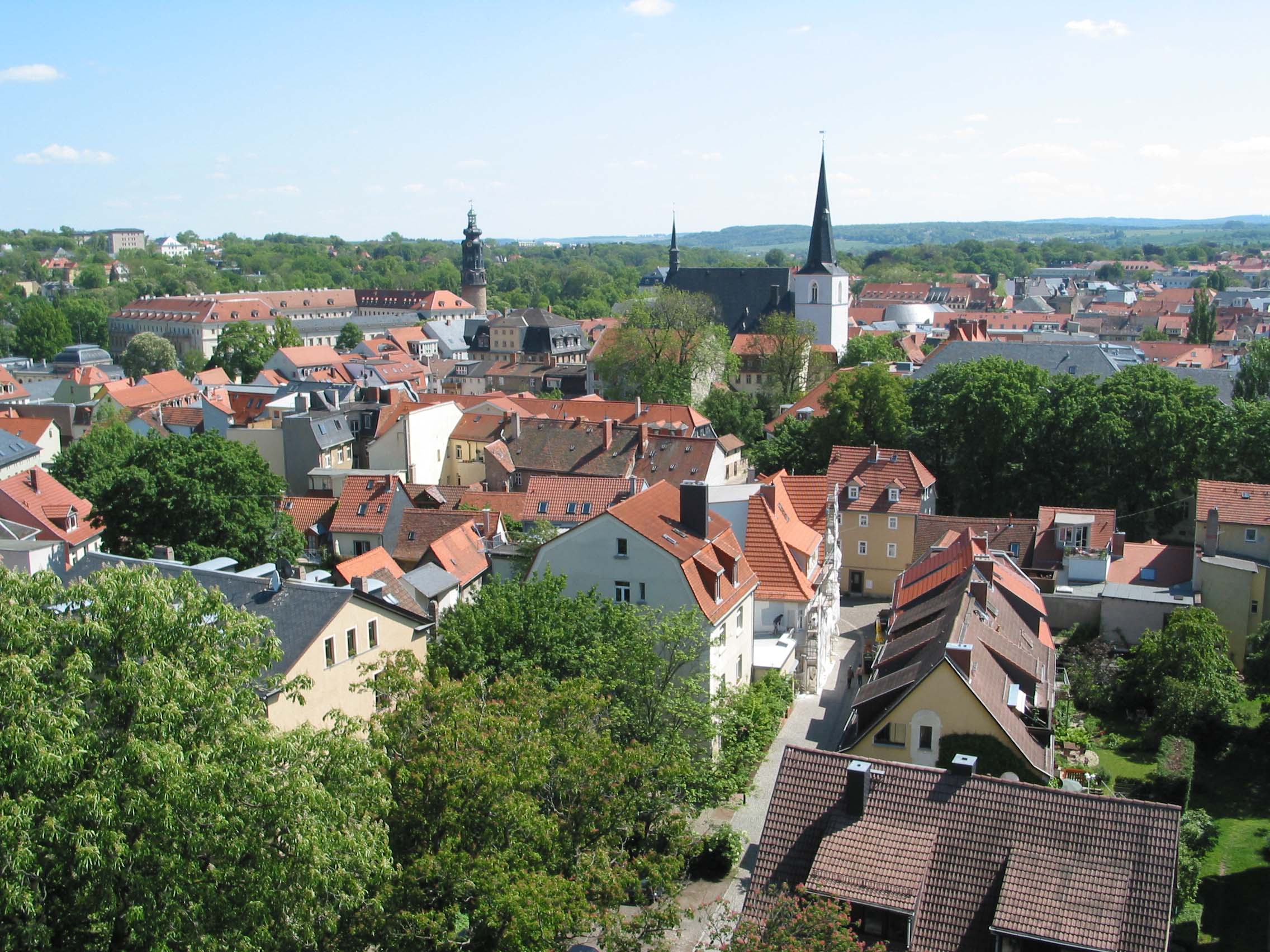 View of Weimar with the Herderkirche and the Stadtschloss.